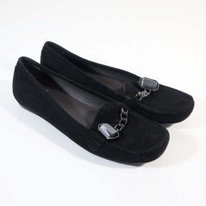 Stuart Weitzman Black Leather Loafer Flat Shoes